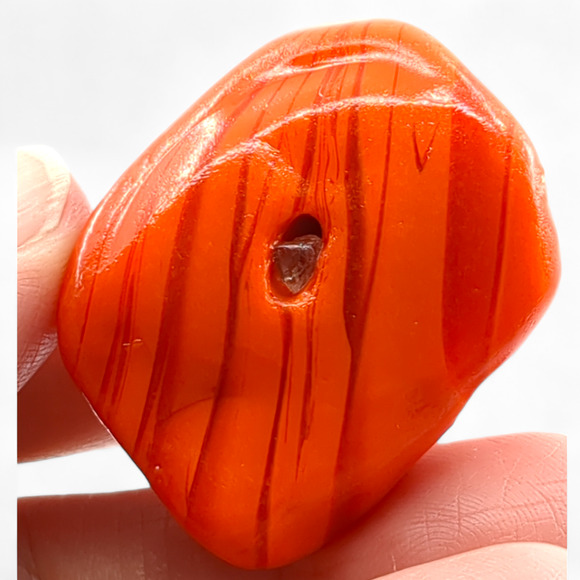 Orange Swirl Art Glass Pocket Stone Slag Tumbled Cullet Sorcerers Stone #4S92 - Picture 6 of 7